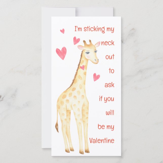 Carte Giraffe-Stick My Neck Out Valentines Card (Devant)