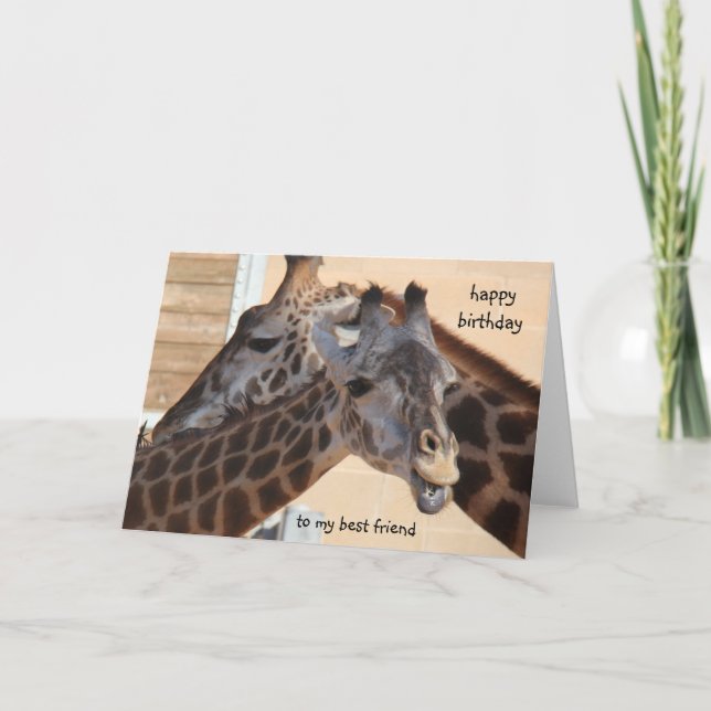 Carte Giraffes Joyeux Anniversaire Meilleur Ami, vide à  (Devant)