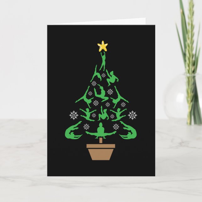 Carte Girls Gymnastique Arbre de Noël (Devant)