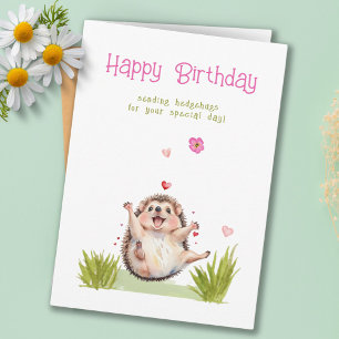 Carte Girly Garden Hedgehug Tous les âges Anniversaire