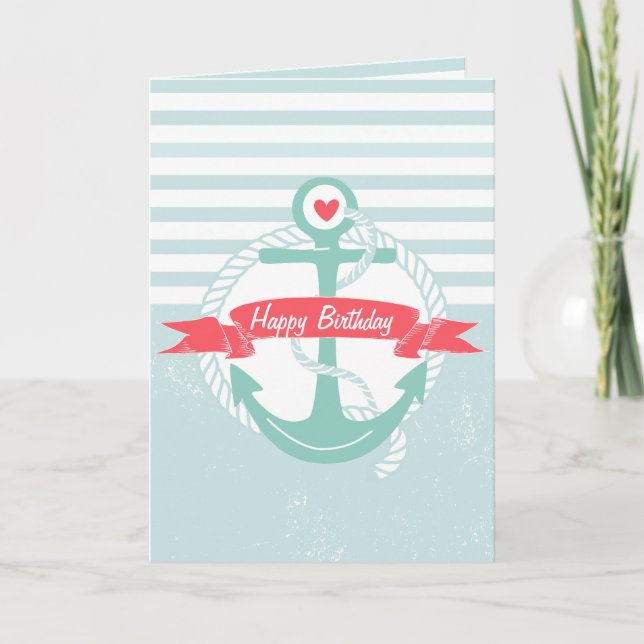 Carte Girly Nautical Anchor (Devant)