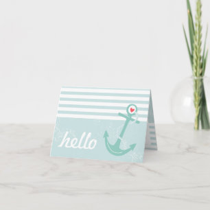 Carte Girly Nautical Anchor Hello