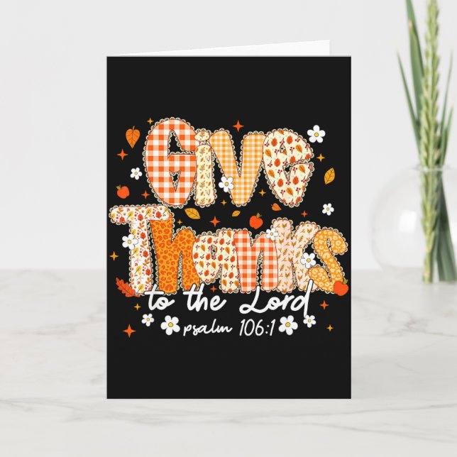 Carte Give Thanks To The Lord Lace Christian Fall Autumn (Devant)