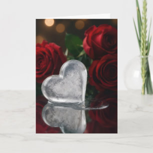 Carte Glace fondue d'anniversaire avec des roses rouges