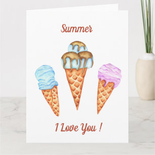 Carte Glace Je T'aime Mignon Été   