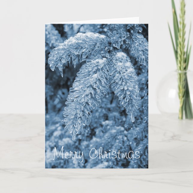 Carte glaciale de Joyeux Noël de pin (Devant)