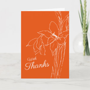 Carte Gladioli dessin blanc sur mariage orange merci