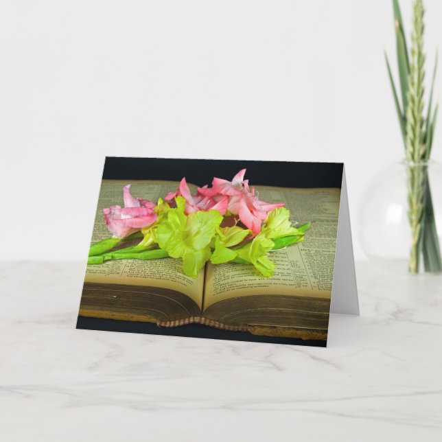 Carte Gladiolus Fleur Sur La Bible (Devant)
