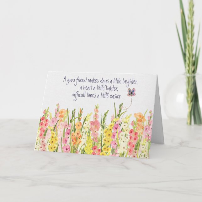 Carte Gladiolus Frontière Anniversaire Pour Ami (Devant)