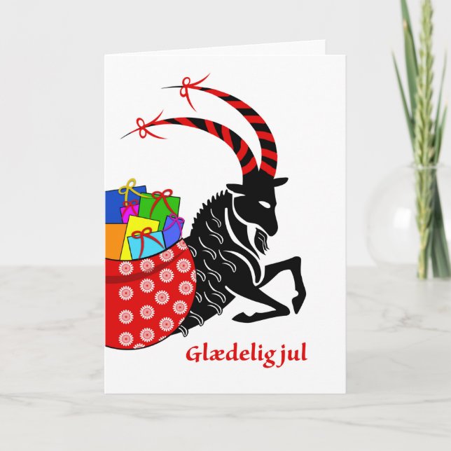 Carte Glaedelig jul, Christmas in Danish, Yule Goat (Devant)