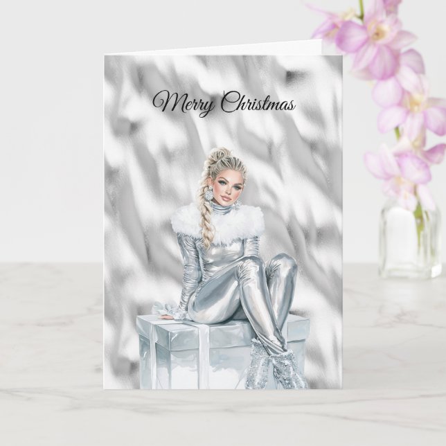 Carte Glam Blond Silver Christmas (Orchidée)
