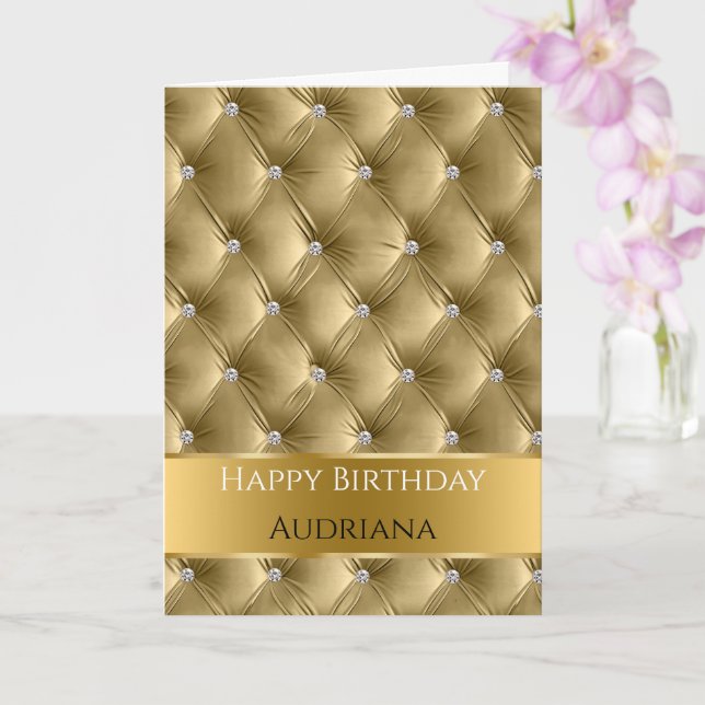 Carte Glam Chic Gold Faux Velvet Argent Anniversaire (Orchidée)