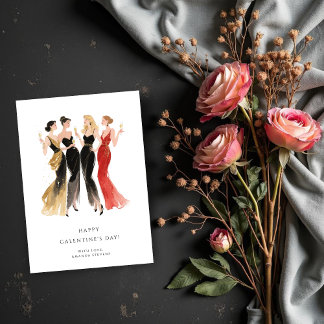Carte Glam Four Pretty Elegant Ladies Galentine's Day