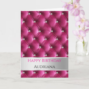 Carte Glam Girl rose Faux Velvet Argent Anniversaire