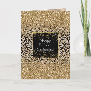 Carte Glam Gold Empreinte de léopard Glitz