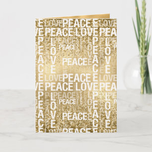 Carte Glam Gold Peace Love Parties scintillant