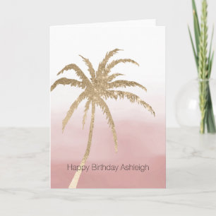 Carte Glam Gold Tropical Palm Pink ombre