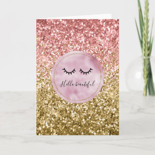 Carte Glam Pink Gold Parties scintillant Black Eyelashes