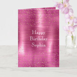 Carte Glam rose or étincelle Confetti Anniversaire