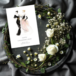 Carte Glam Two Pretty Elegant Women Galentine's Day