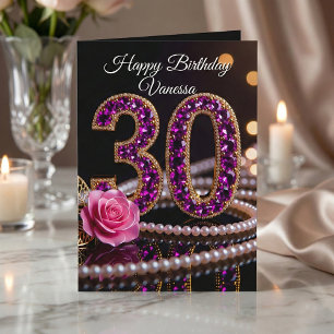 Carte Glamour Améthyste Violet Gemmes et Perles 30e Anni