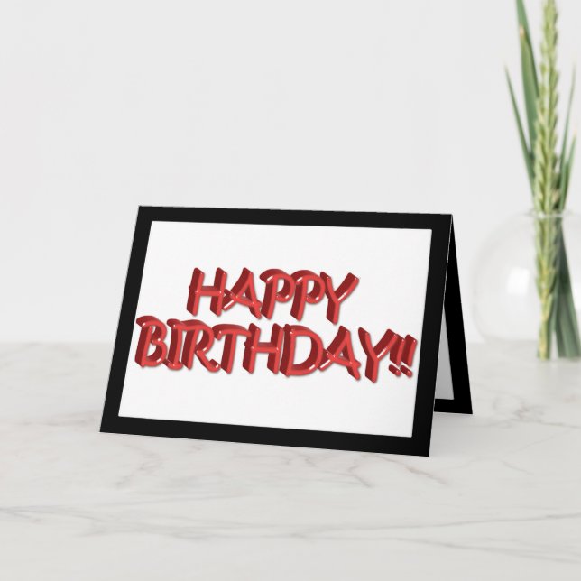 Carte Glassy Red Happy Birthday Texte Image (Devant)
