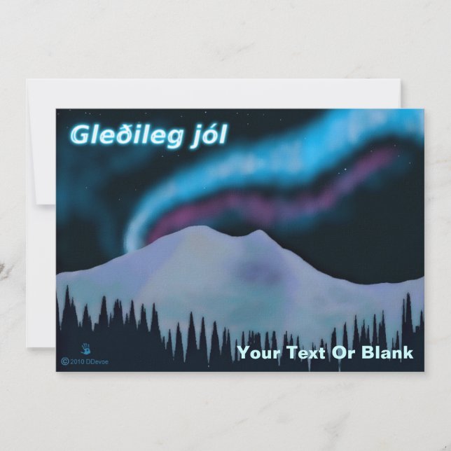 Carte Gleðileg Jól - Blue Aurora (Devant)