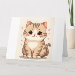 Carte Gleeful Chat : Sweet Kawaii Kitten Art pour n'impo