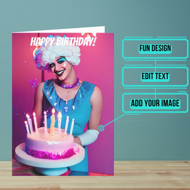 Carte Glisser sourire Reine drôle Anniversaire (Make sure their LGBTQ+ birthday is as gay as they are.)