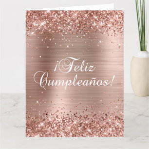 Carte Glitterature Rose Gold Foil Big Feliz Cumpleaños