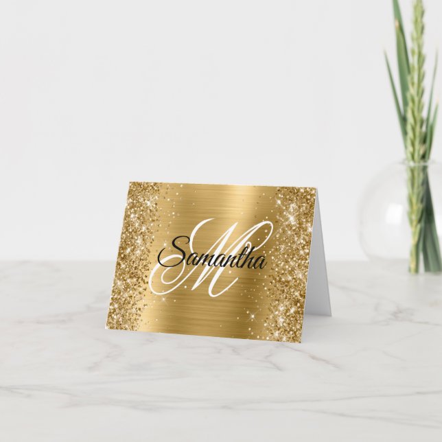 Carte Glitterie Or Métallurgie Huile Fancy Monogramme (Devant)