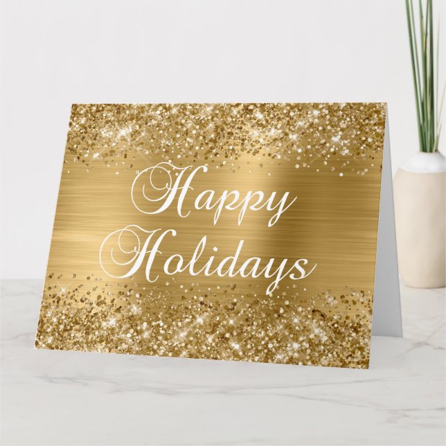 Carte Glittery Gold Foil Big Happy Holidays (Devant)