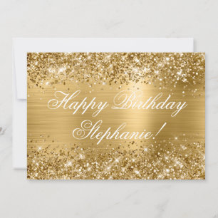Carte Glittery Gold Foil Fancy Joyeux anniversaire