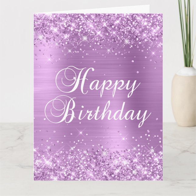 Carte Glittery Lavender Foil Gros anniversaire heureux (Devant)