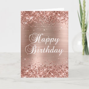 Carte Glittery Rose Gold Foil 2 Joyeux anniversaire