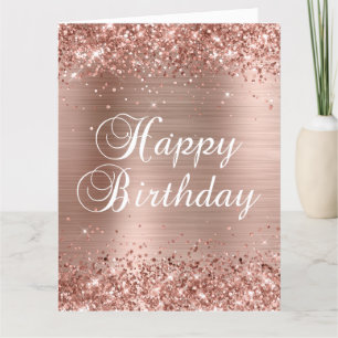 Carte Glittery Rose Gold Foil Gros anniversaire heureux