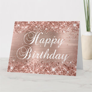 Carte Glittery Rose Gold Foil Joyeux anniversaire du gro