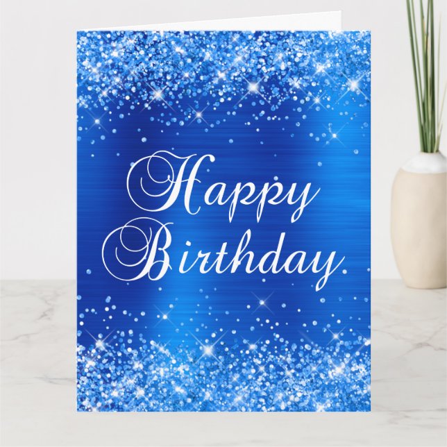 Carte Glittery Royal Blue Grand Joyeux anniversaire (Devant)