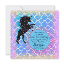 Glittery Starry Whimsical Unicorn Anniversaire