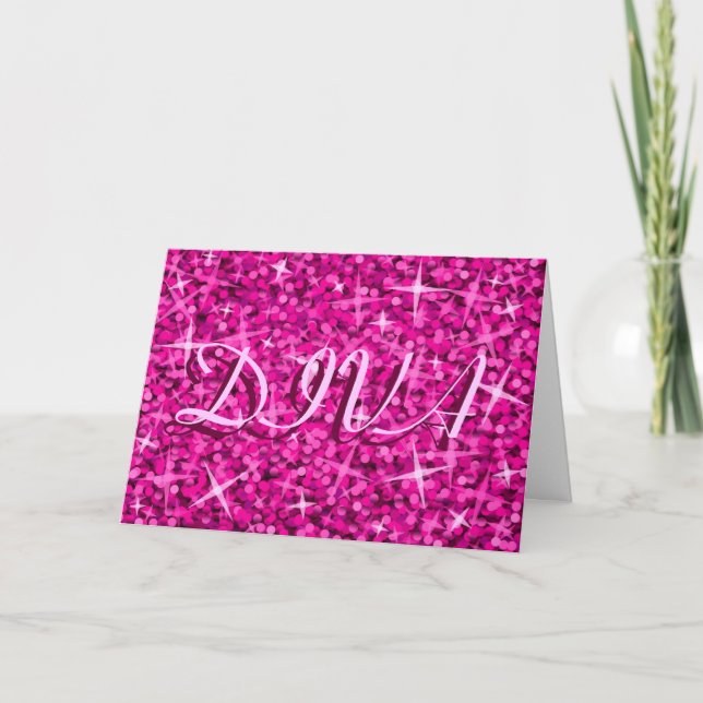 Carte Glitz Rose 'DIVA' 'Joyeux anniversaire' (Devant)