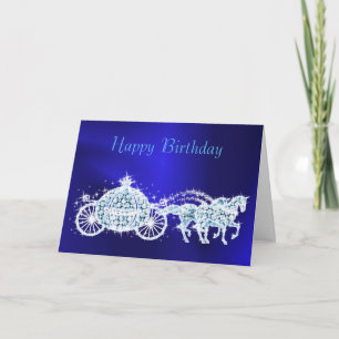Carte Glitzy Princess Blue Coach & Horses Anniversaire