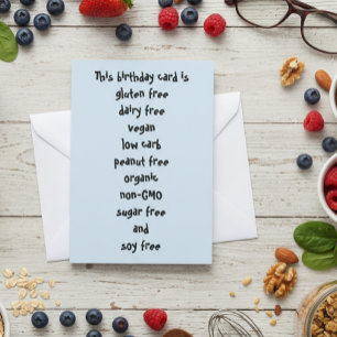 Carte Gluten Dairy Sugar Soy Carb Gratuit Amusant Annive