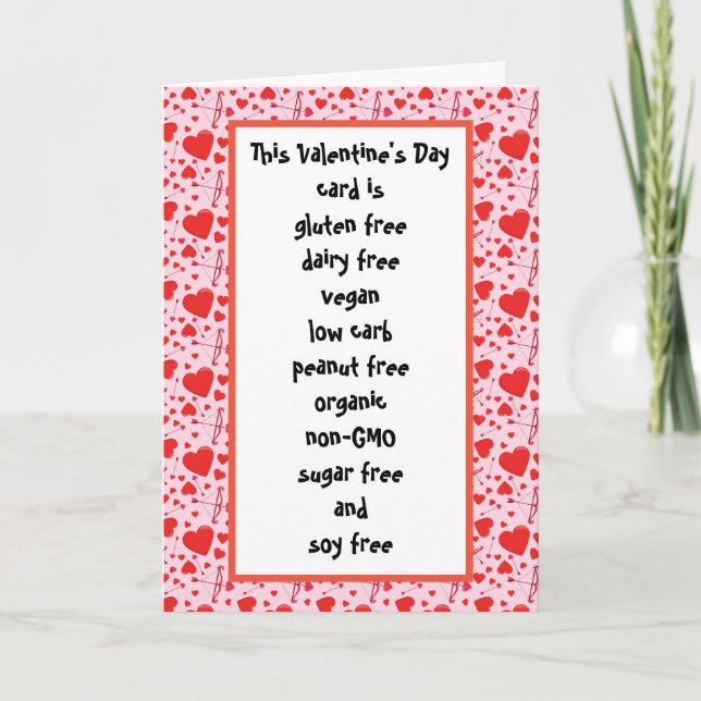 Carte Gluten Dairy Sugar Soy Carb Gratuit Funny Valentin (Devant)