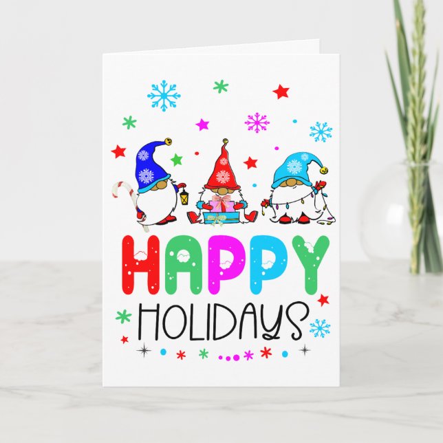Carte Gnome Colorful Cute Joyeux Fêtes Noël (Devant)