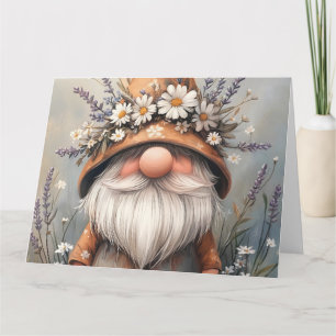 Carte Gnome de Fleur Whimsical : Adorable aquarelle Art