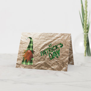 Carte Gnome de la Saint-Patrick à carreaux vert vintage