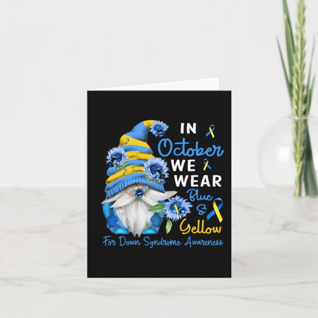 Carte Gnome En Octobre Nous Portons Le Syndrome Bleu Jau (Devant)