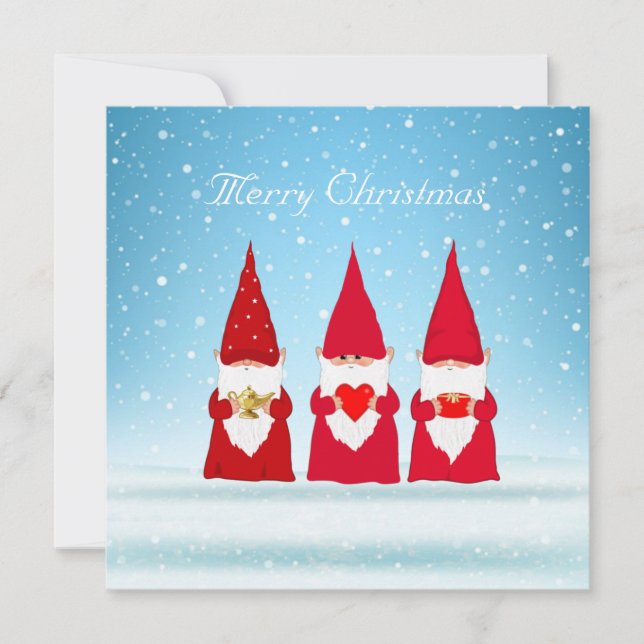 Carte Gnomes de Noël sur fond bleu clair (Devant)