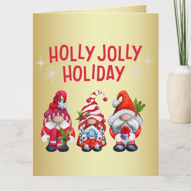 Carte Gnomes de vacances joyeux Noël    (Devant)