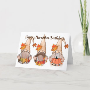 CARTE GNOMES DIT "HEUREUX ANNIVERSAIRE DE NOVEMBRE"